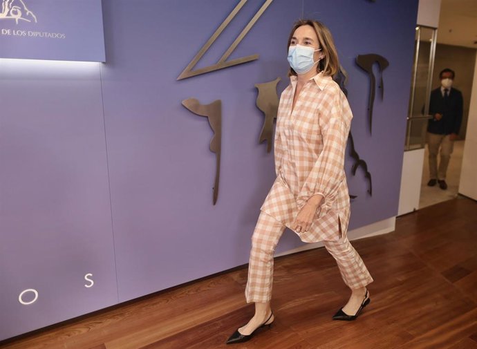 La portavoz del Grupo Parlamentario Popular en el Congreso, Cuca Gamarra, a su llegada a una rueda de prensa anterior a una Junta de Portavoces