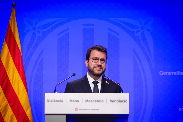 El president de la Generalitat, Pere Aragonès, intervé en una conferència de premsa posterior al Consell Executiu.