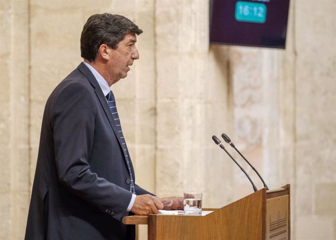 El vicepresidente de la Junta de Andalucía, Juan Marín, interviene en el Pleno del Parlamento andaluz.