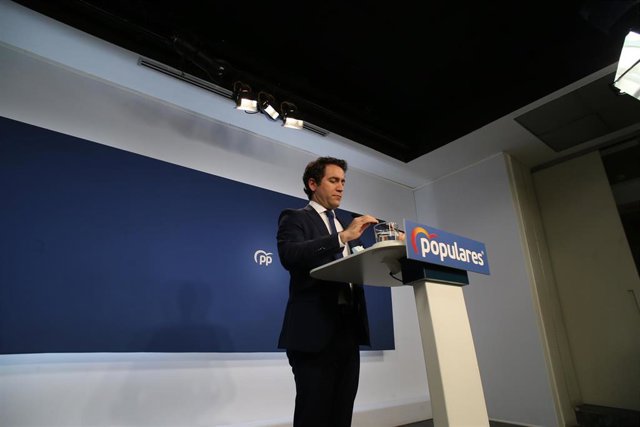 El secretario general del Partido Popular, Teodoro García Egea, ofrece una rueda de prensa posterior a la reunión del Comité de Dirección del PP, a 31 de mayo de 2021, en Madrid (España).