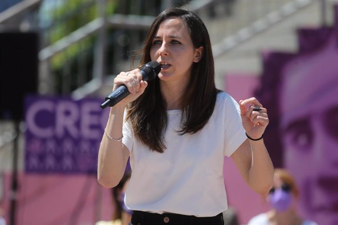 La ministra de Derechos Sociales, Ione Belarra, durante un acto de su campaña para liderar Podemos, a 29 de mayo de 2021, en Getafe, Madrid (España). Con este acto, la ministra de Derechos Sociales continúa su campaña para convertirse en secretaria gene