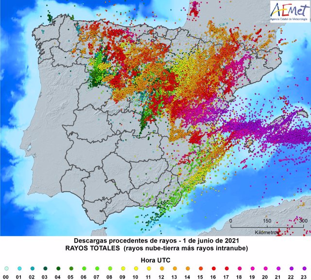 Más de 50.000 rayos caen en España a 1 de junio de 2021