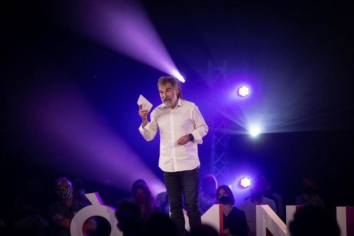 El president de mnium Cultural, Jordi Cuixart, interviene en el acto 'Fem-nos lliures (hagámonos libres) sobre la amnistía a los presos del procs, a 12 de mayo de 2021,  L'Hospitalet de Llobregat, Barcelona, Catalunya (España).