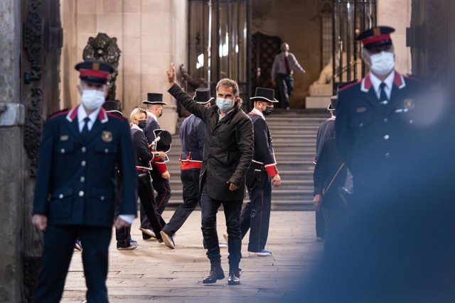 Arxiu - El president d'Òmnium, Jordi Cuixart, surt del Palau de la Generalitat.