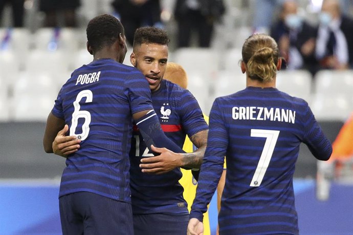 Archivo - Corentin Tolisso of France celebrates a goal with Paul Pogba, Antoine Griezmann during the Friendly Game football match between France and Ukraine on October 7, 2020 at Stade de France in Saint-Denis, France - Photo Jean Catuffe / DPPI