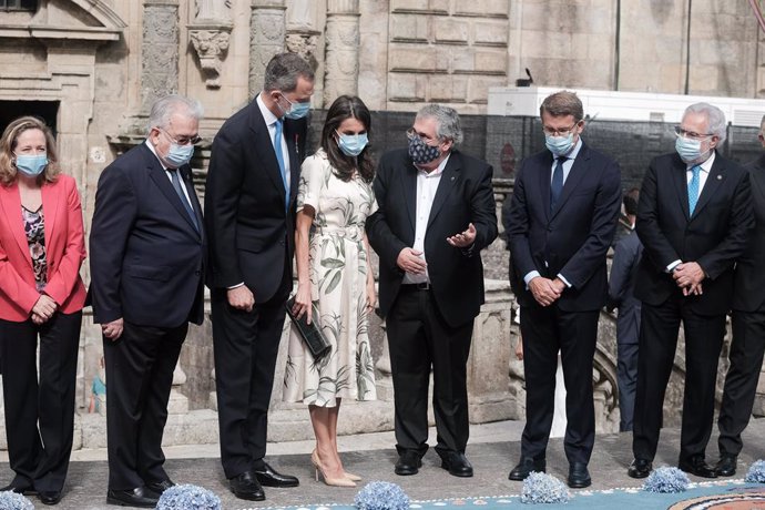 Archivo - Los Reyes Felipe y Letizia durante los actos oficiales con motivo de la festividad de Santiago Apóstol en Santiago de Compostela (Galicia), a 25 de julio de 2020. Esta visita se enmarca en la gira que los monarcas están realizando por distinta