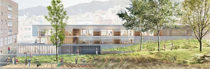 Aspecto de la futura guardería municipal que el Ayuntamiento de Barcelona construirá en el barrio de la Teixonera del distrito de Horta-Guinardó
