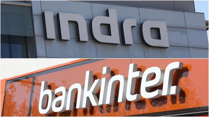 Archivo - Logos de Indra y Bankinter