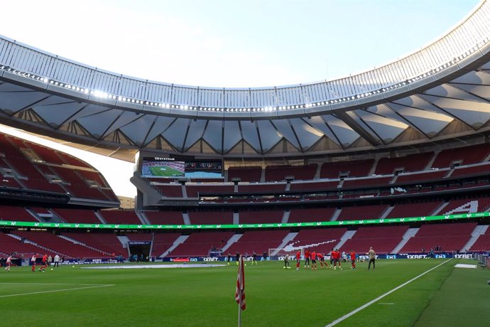 Archivo - Illustration, view of the empty stands during the spanish league, La Liga Santander, football match played between Atletico de Madrid and Athletic Club at Wanda Metropolitano stadium on March 10, 2021, in Madrid, Spain.