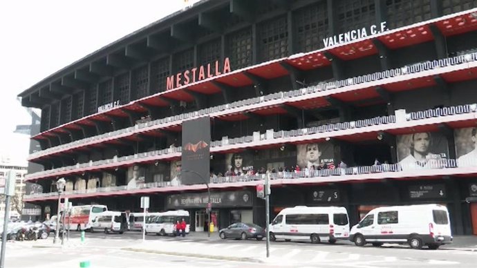 Archivo - Imagen del actual estadio de Mestalla, en Valncia. 
