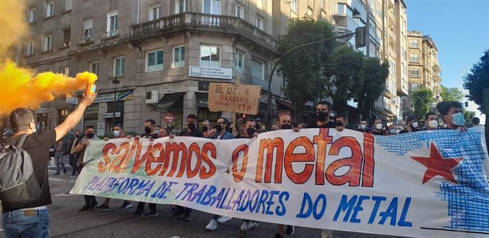 Manifestación de la Plataforma de Trabajadores del Metal en Vigo para reclamar un convenio "justo" para el sector