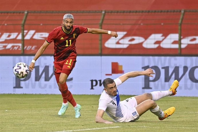 Yannick Ferreira Carrasco en un momento del amistoso ante Grecia disputado en Bruselas