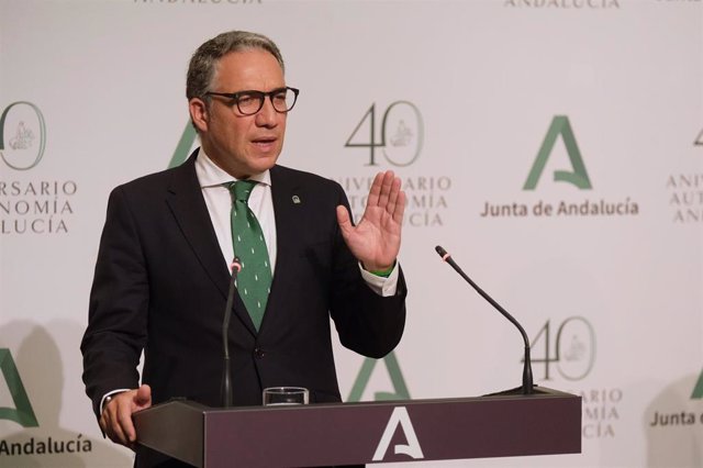 El consejero de la Presidencia, Administración Pública e Interior y portavoz del Gobierno andaluz, Elías Bendodo, en una foto de archivo.