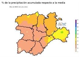 Mapa elaborado por la Aemet sobre la evolución meteorológica en el mes de mayo de 2021