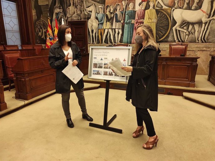 La diputada delegada de Turismo de la DPZ, Cristina Palacín, y la directora de Territorio Mudéjar, Beatriz Trasobares.