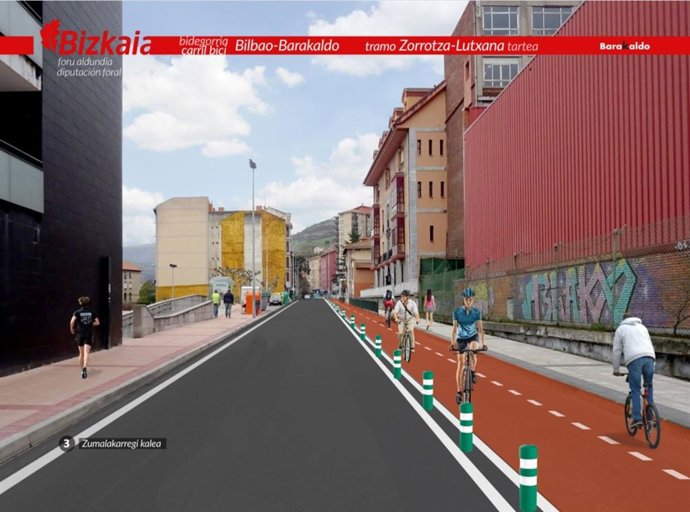 Infografía del proyecto de bidegorri entre Barakaldo y Bilbao.