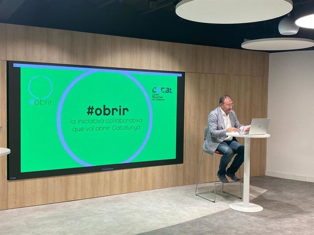 El presidente del Centre de Blockchain de Catalunya, Quirze Salomó, en la presentación #Obrir