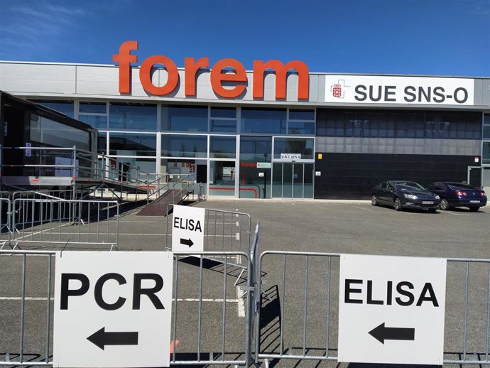 Archivo - Espacio de Forem en Mutilva, donde el Gobierno de Navarra realiza pruebas de PCR y Elisa, y adminsitra vacunas frente al Covid-19.