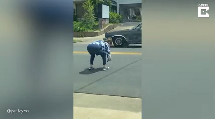 Una mujer de 72 años rescata a un pájaro atrapado en una concurrida carretera