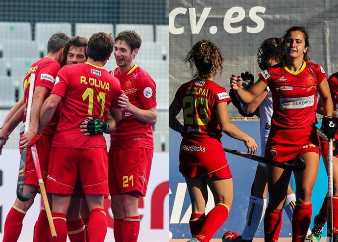 Las selecciones españoles de hockey hierba masculina y femenina