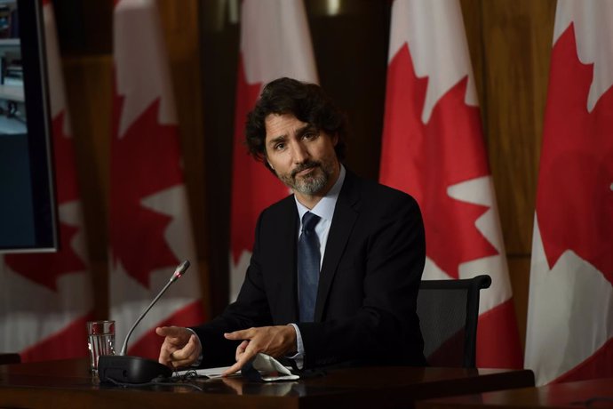 04 June 2021, Canada, Ottawa: Canadian Prime Minister Justin Trudeau holds a press conference to provide an update on the COVID-19 pandemic. Photo: Justin Tang/The Canadian Press via ZUMA/dpa