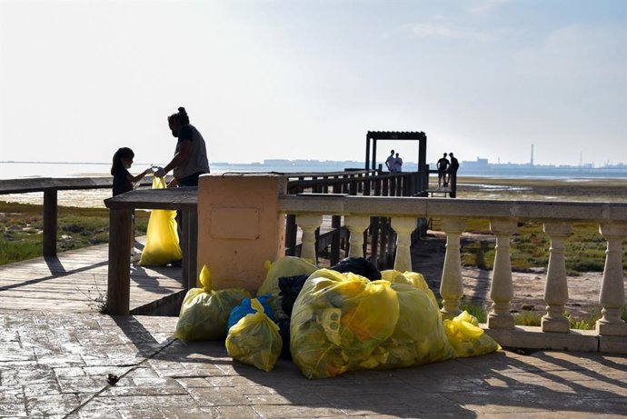 Un total de 50 alumnos del CEIP Eco Escuela San Ignacio de San Fernando, junto a parte del profesorado y del Parque Natural Bahía de Cádiz, han participado en la limpieza de la salina Sagrado Corazón de Jesús.