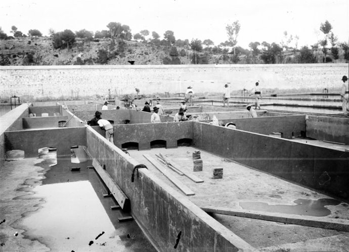 Construcción de nuevos filtros en La Presa (1900)