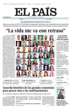 Portada de El País para este domingo 6 de junio