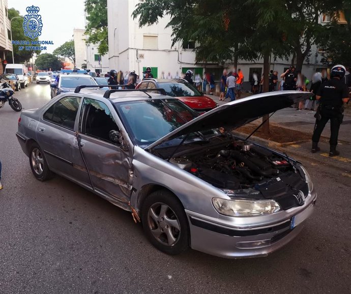 Vehículo con el que el detenido intentó atropellar el pasado veirnes a varios viandantes en Palma.