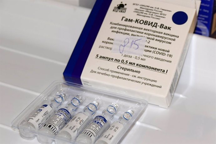 07 June 2021, Slovakia, Zilina: Ampoules with the Russian vaccine Sputnik V against Coronavirus lie on a table in the local epidemiological outpatient clinic. Slovakia became the second country in the EU to start inoculating citizens with Russia's Sputn
