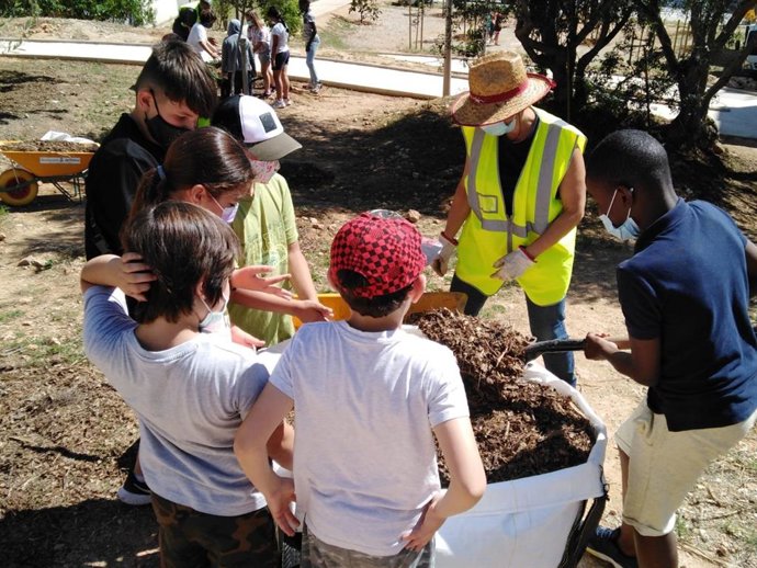 Alumnos del CEIP Son Pis en la activudad medioambiental promovida por Cort
