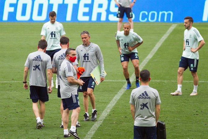 Luis Enrique, head coach of Spain during training at Wanda Metropolitano stadium on Jun 03, 2021 in Madrid, Spain.