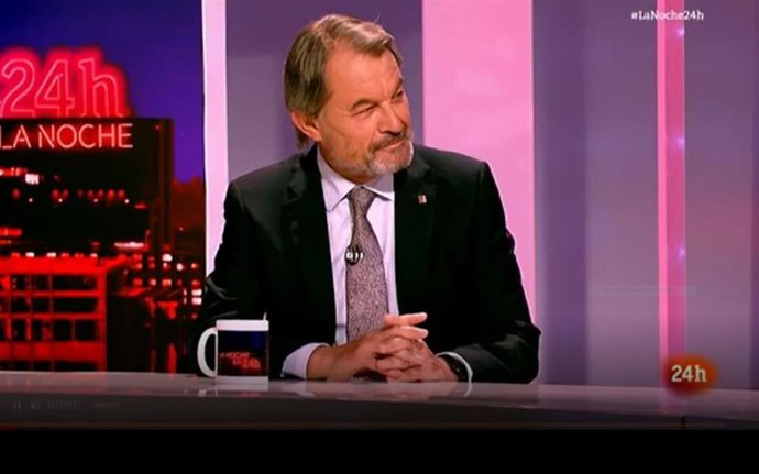 El expresidente de la Generalitat Artur Mas, en una entrevista del Canal 24 horas de Televisión Española, este lunes 7 de junio de 2021.