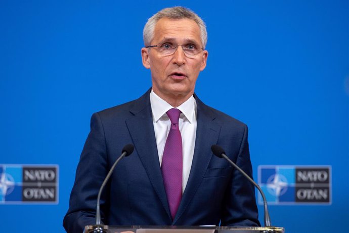 FILED - 01 June 2021, Belgium, Brussels: NATO Secretary-General Jens Stoltenberg holds a press conference following the online NATO Foreign Ministers' North Atlantic Council meeting. NATO's head has warned Russia and Belarus against threatening the alli