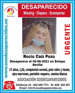 Cartel de búsqueda de la joven desaparecida