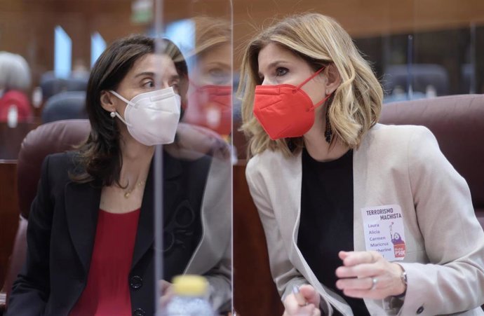 La presidenta del Senado, Pilar Llop, y la nueva portavoz del grupo parlamentario socialista en la Asamblea de Madrid, Hana Jalloul