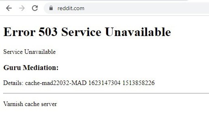 Mensaje de error al intentar acceder a la web de Reddit