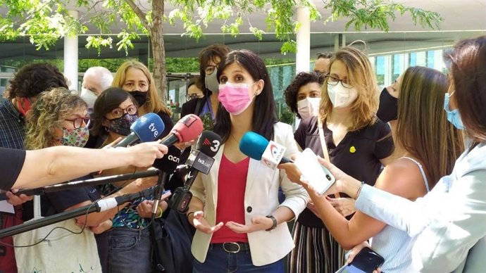 La secretaria general adjunta y portavoz de ERC en el Parlament, Marta Vilalta, el 8 de junio de 2021 ante la Ciutat de la Justícia de Barcelona
