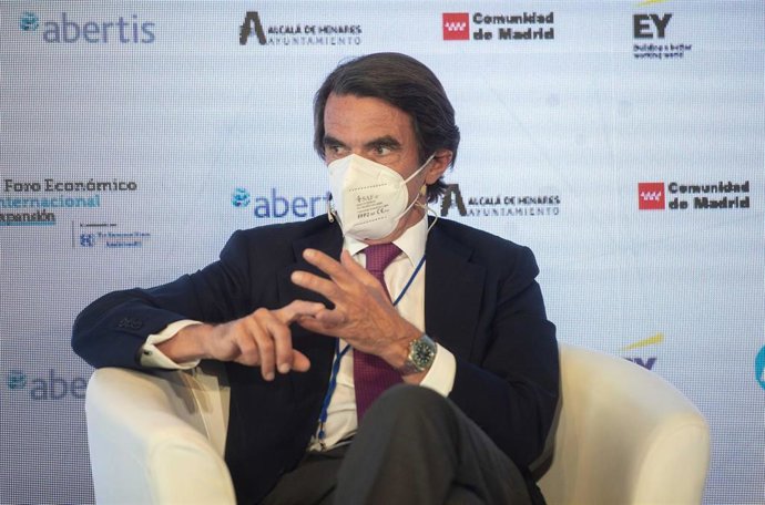 El expresidente del Gobierno José María Aznar, participa en la sesión 'Globalización en un orden internacional en constante cambio' del II Foro Económico Internacional, a 8 de junio de 2021. Alcalá de Henares, Madrid, (España).