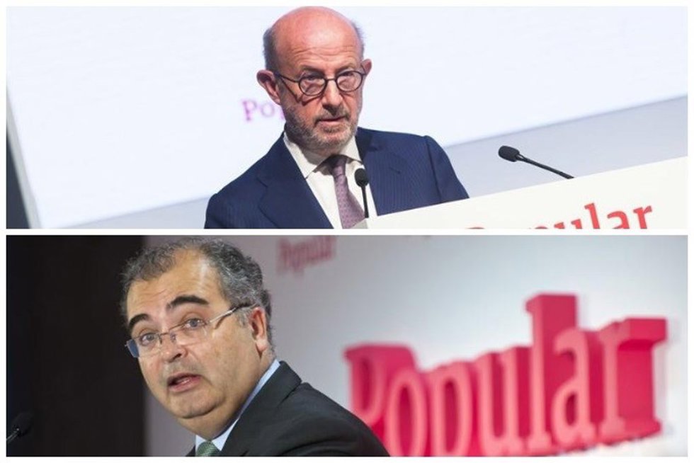 Archivo - Los expresidentes del Banco Popular Emilio Saracho y Ángel Ron