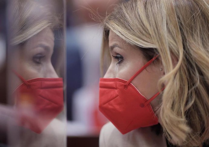 La nueva portavoz del grupo parlamentario socialista en la Asamblea de Madrid, Hana Jalloul, en el acto de constitución de la Asamblea de Madrid de la XII Legislatura, a 8 de junio de 2021, en Madrid (España). Este martes se constituye la Asamblea de Ma