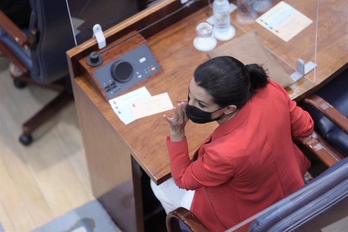 La líder de Vox en Madrid, Rocío Monasterio, en el acto de constitución de la Asamblea de Madrid de la XII Legislatura, a 8 de junio de 2021, en Madrid (España). Este martes se constituye la Asamblea de Madrid tras los comicios del 4 de mayo, arrancando
