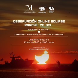 La Diputación retransmite en directo este jueves la observación del eclipse parcial del sol a través de YouTube