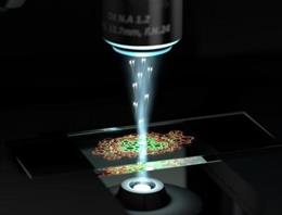Impresión artística del nuevo microscopio cuántico de la Universidad de Queensland en acción.