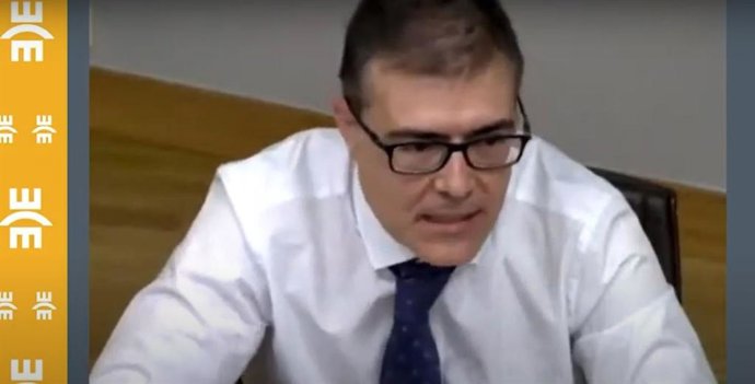 El director general adjunto de Innovación Financiera e Infraestructuras de Mercado del Banco de España, Carlos Conesa, en la mesa redonda '¿Hacía un euro digital?', organizado por el Colegio de Economistas de Madrid, Foro Ecofin y MAD FinTech