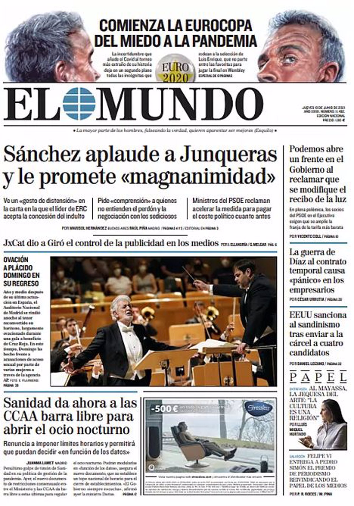 Las Portadas De Los Periódicos Del Jueves 10 De Junio De 2021