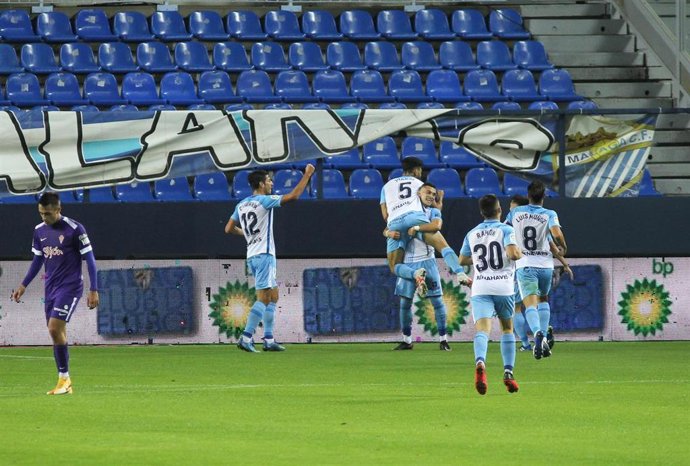 Archivo - Juande of Malaga CF celebrates a goal during the spanish league, Liga SmartBank, football match played between Malaga CF and Sporting de Gijon at La Rosaleda stadium on October 22, 2020 in Malaga, Spain.
