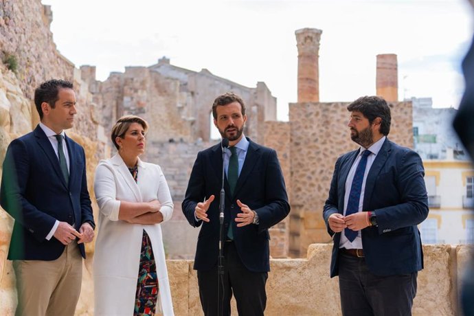 Archivo - Teodoro García, Noelia Arroyo, Pablo Casado y Fernando López Miras