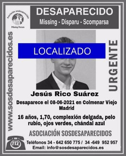 Aparece en buen estado el chico de 16 años desaparecido en Colmenar Viejo (Madrid)