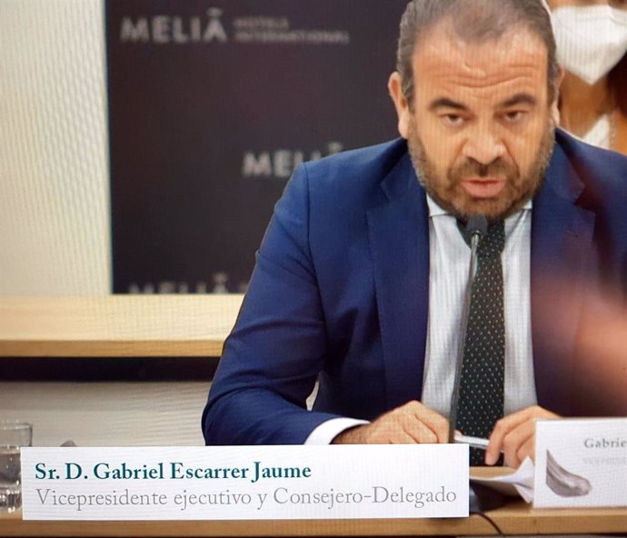 Gabriel Escarrer Jaume, vicepresidente ejecutivo y consejero delegado de Meliá Hotels International durante la Junta de Accionistas de la compañía en 2021